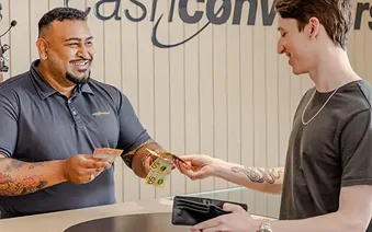 Man receiving cash